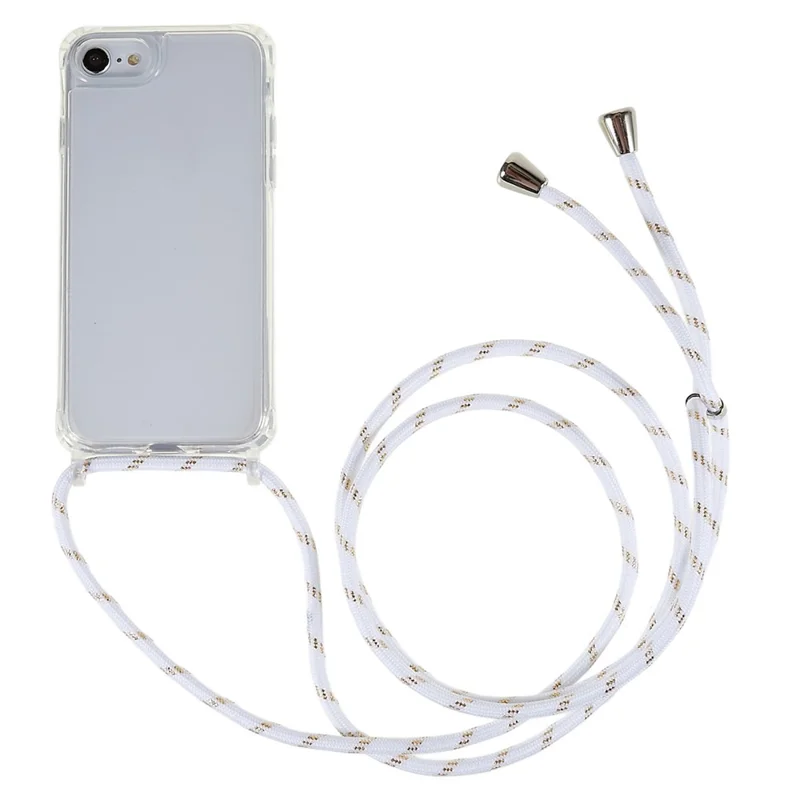 Back Case for iPhone 7 / 8 / SE (2020) / SE (2022), Fall Protection Clear TPU+Acrylic Phone Cover with Lanyard - White