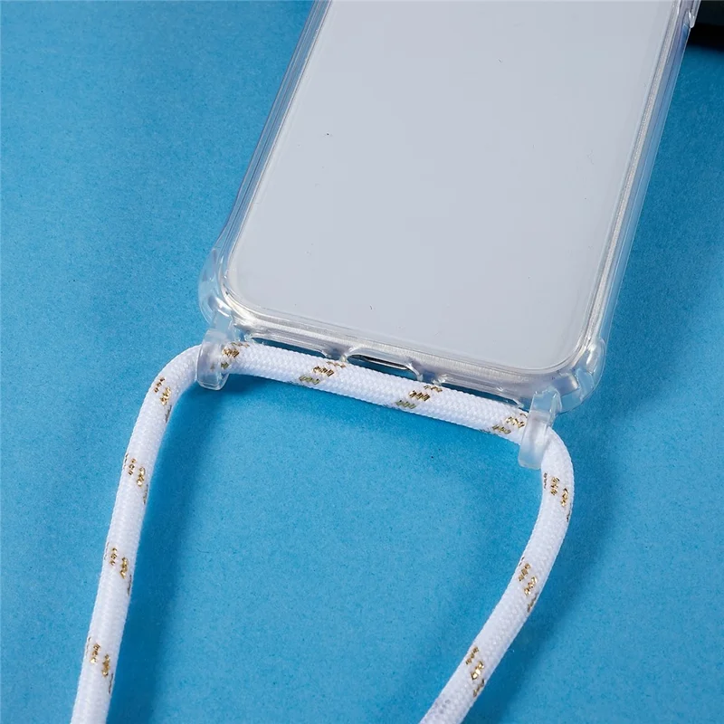 Back Case for iPhone 7 / 8 / SE (2020) / SE (2022), Fall Protection Clear TPU+Acrylic Phone Cover with Lanyard - White
