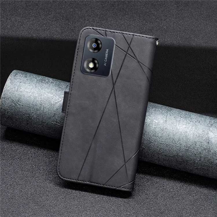 Capa de Celular BINFEN COLOR para Motorola Moto E13 4G BF Série Impressa - Estilo 05 Capa de Telefone Carteira Anti-queda de Couro com Suporte - Preto