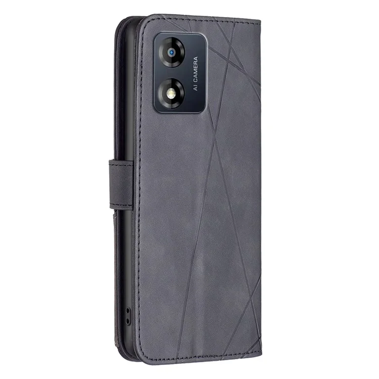 Capa de Celular BINFEN COLOR para Motorola Moto E13 4G BF Série Impressa - Estilo 05 Capa de Telefone Carteira Anti-queda de Couro com Suporte - Preto