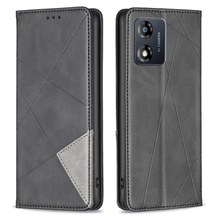 Étui de protection pour téléphone portable Motorola Moto E13 4G, porte-cartes BF Imprinted Pattern Series-1 en cuir, anti-chute, noir