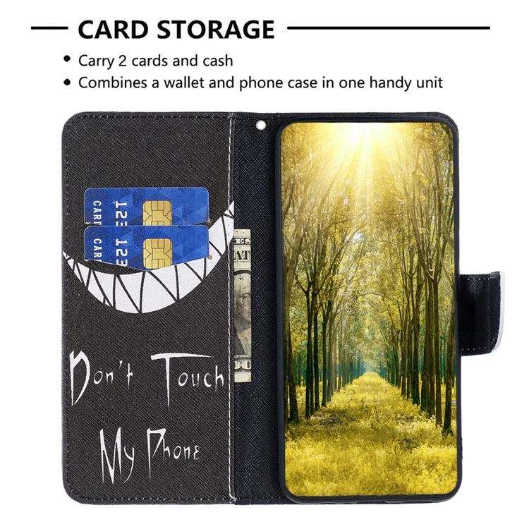 Étui en cuir pour téléphone portable Motorola Moto E13 4G, motif BF, série en cuir, protection complète, étui portefeuille avec rabat et support - Ne touchez pas à mon téléphone