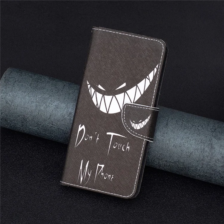 Étui en cuir pour téléphone portable Motorola Moto E13 4G, motif BF, série en cuir, protection complète, étui portefeuille avec rabat et support - Ne touchez pas à mon téléphone