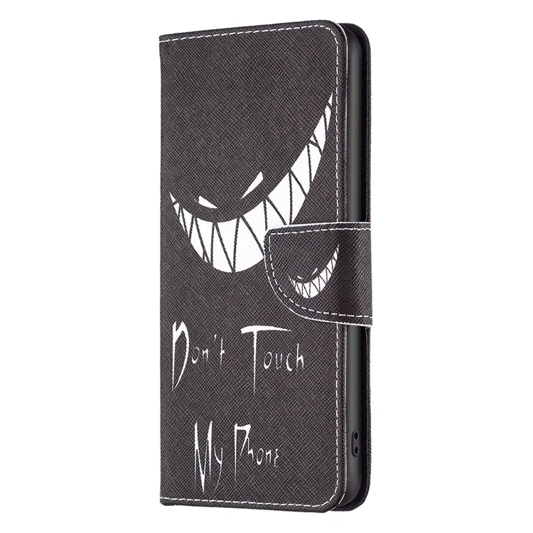 Étui en cuir pour téléphone portable Motorola Moto E13 4G, motif BF, série en cuir, protection complète, étui portefeuille avec rabat et support - Ne touchez pas à mon téléphone