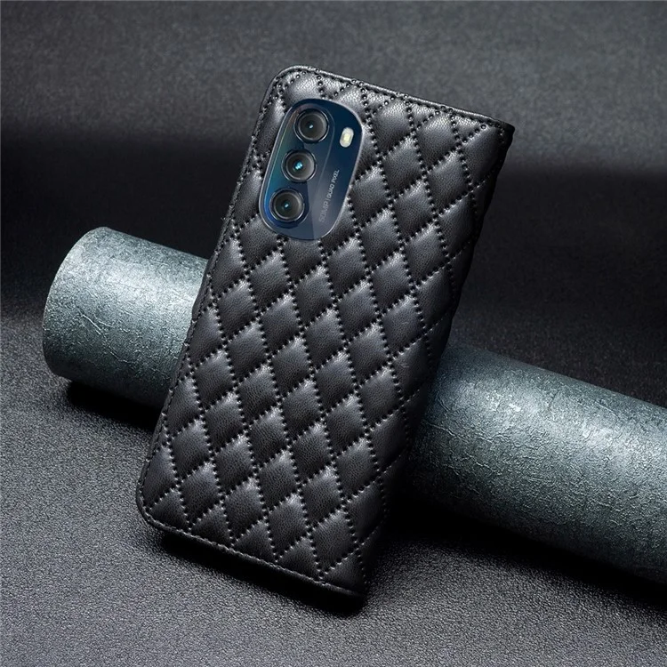 BINFEN COLOR PU Leather Phone Case para Motorola Moto G 5G (2023), Estilo BF-14 Flip Wallet Anti-drop Cover com Suporte - Preto