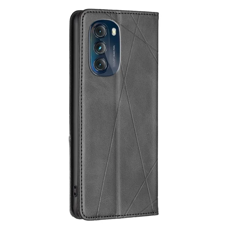 For Motorola Moto G 5G (2023) Leather Case with Card Holder Imprinting Pattern Phone Stand Cover - Black