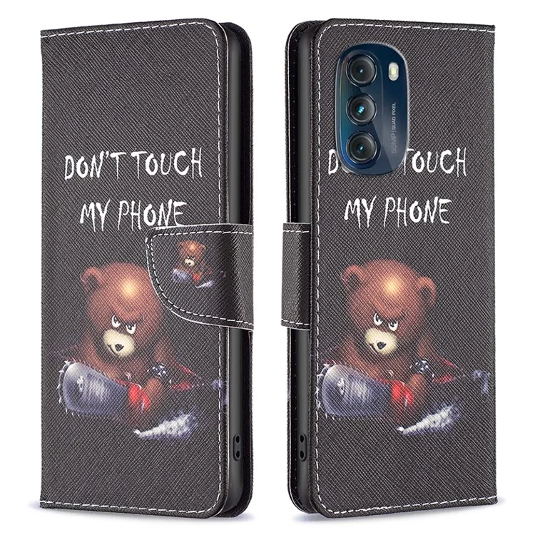Custodia Anti-drop per Motorola Moto G 5G (2023) Serie Stampa in Pelle BF Pattern-1 Pattern Stampato Portafoglio Stand Cover per Telefono - Orsetto