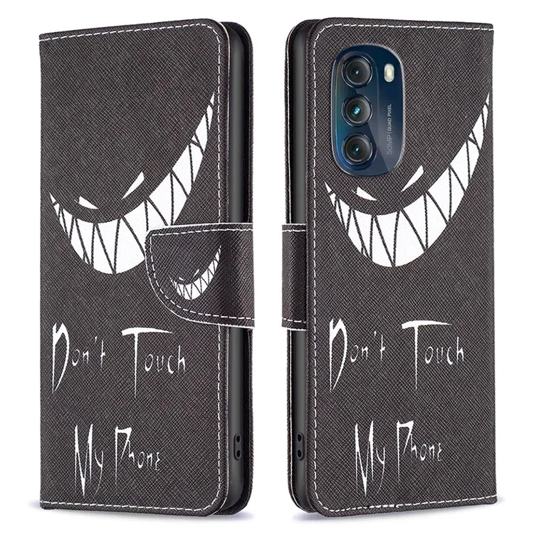 Anti-drop Phone Case für Motorola Moto G 5G (2023) BF-Musterdruck Lederserie-1 Muster eingeprägte Brieftasche Ständer Handyhülle - Fassen Sie mein Telefon nicht an