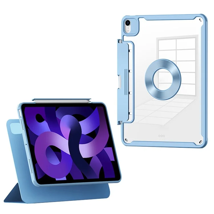 Para iPad mini (2024) / mini (2021) Drawer Pen Slot Design Magnetic Detachable Case Full Protection PU Leather Tablet Stand Cover - Azul