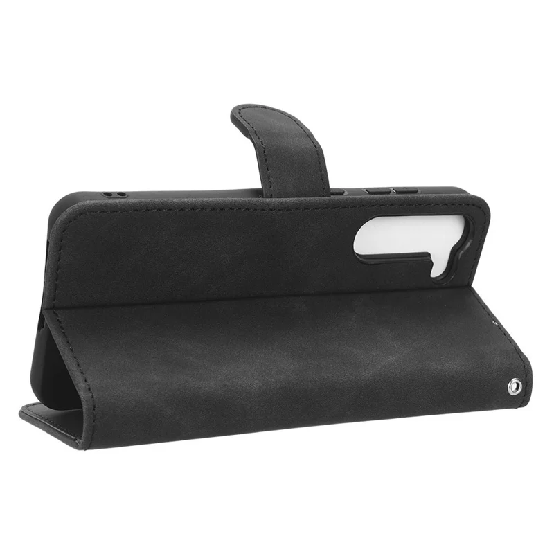Anti-fall Phone Case for Samsung Galaxy S23+, Skin-touch Feeling PU Leather Wallet Stand Cell Phone Cover - Black