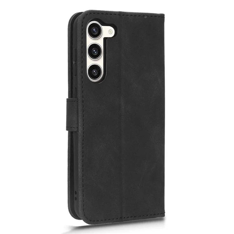 For Samsung Galaxy S23 Skin-touch Feeling PU Leather Phone Case Wallet Phone Stand Cover Anti-Dust Phone Protector - Black