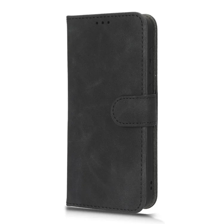 For Samsung Galaxy S23 Skin-touch Feeling PU Leather Phone Case Wallet Phone Stand Cover Anti-Dust Phone Protector - Black