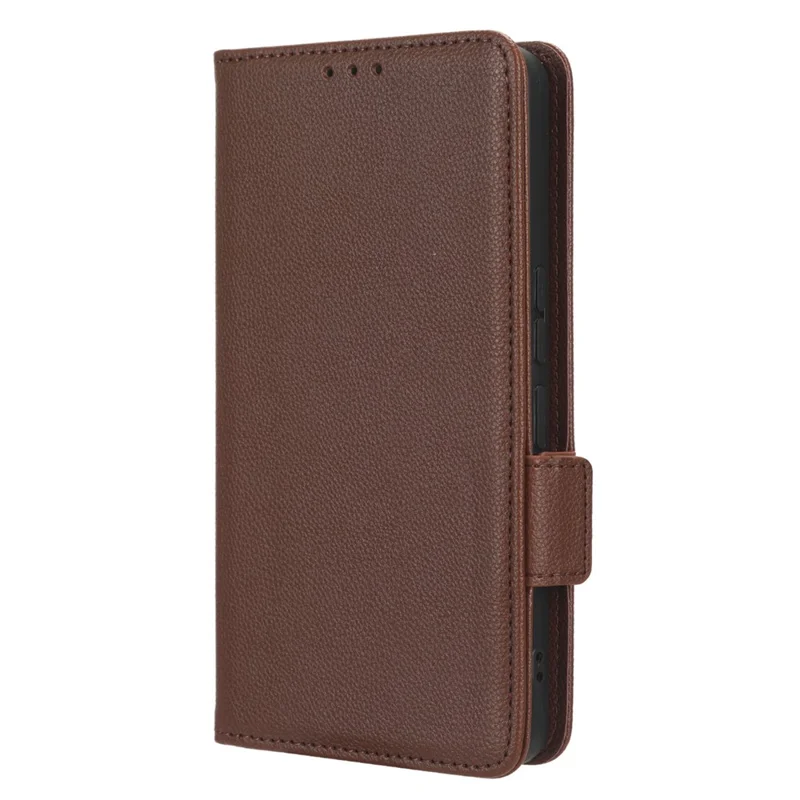 Hochwertiges Leder-Smartphone-Case für TCL 40R 5G, Flip-Brieftasche mit doppeltem Magnetverschluss, Griffmuster, Kratzer-resistente Handyhülle - Braun