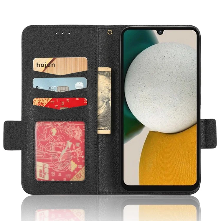 Custodia per telefono cellulare per Samsung Galaxy A34 5G, custodia a portafoglio in pelle di texture Litchi a prova di urto con supporto - Nero