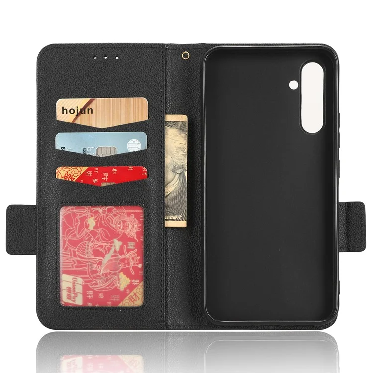 Custodia per telefono cellulare per Samsung Galaxy A34 5G, custodia a portafoglio in pelle di texture Litchi a prova di urto con supporto - Nero