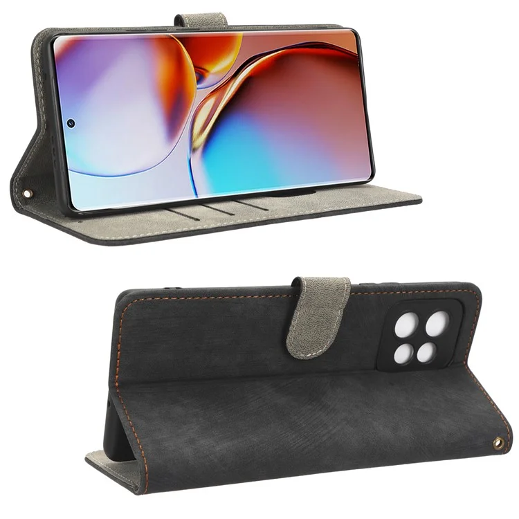 Cover per telefono a prova di caduta per Motorola Moto X40 5G / Edge 40 Pro 5G / Edge+ (2023) con blocco RFID Custodia in pelle PU anti-graffio con portafoglio e supporto - Nero