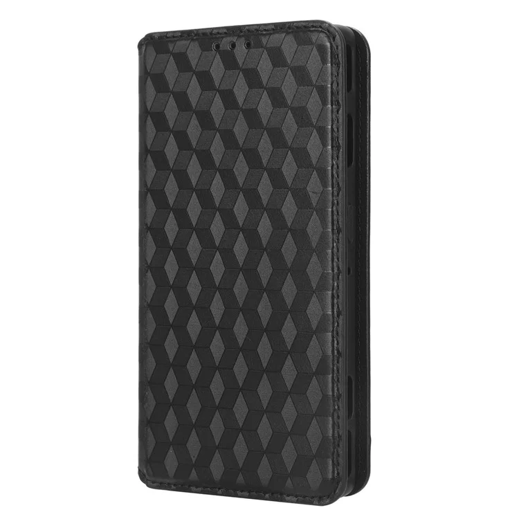 Para ZTE nubia Red Magic 8 Pro+ 5G / Red Magic 8 Pro 5G Flip Wallet Phone Case Rhombus Pattern Imprinted Shockproof PU Leather Stand Cover - Black