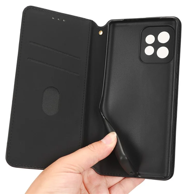 Custodia a portafoglio in pelle PU per Motorola Moto X40 5G / Edge 40 Pro 5G / Edge+ (2023) Custodia antipolverosa con motivo a rombo impresso Chiusura magnetica Supporto - Nero