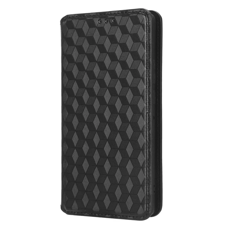 Custodia a portafoglio in pelle PU per Motorola Moto X40 5G / Edge 40 Pro 5G / Edge+ (2023) Custodia antipolverosa con motivo a rombo impresso Chiusura magnetica Supporto - Nero