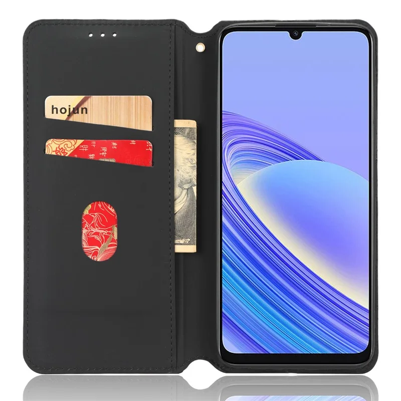 For TCL 40 SE Leather Flip Wallet Phone Cover Rhombus Pattern Imprinted Anti-Scratch Phone Stand Case - Red