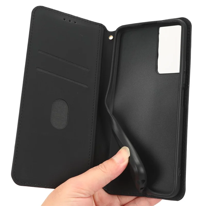 For TCL 40 SE Leather Flip Wallet Phone Cover Rhombus Pattern Imprinted Anti-Scratch Phone Stand Case - Red