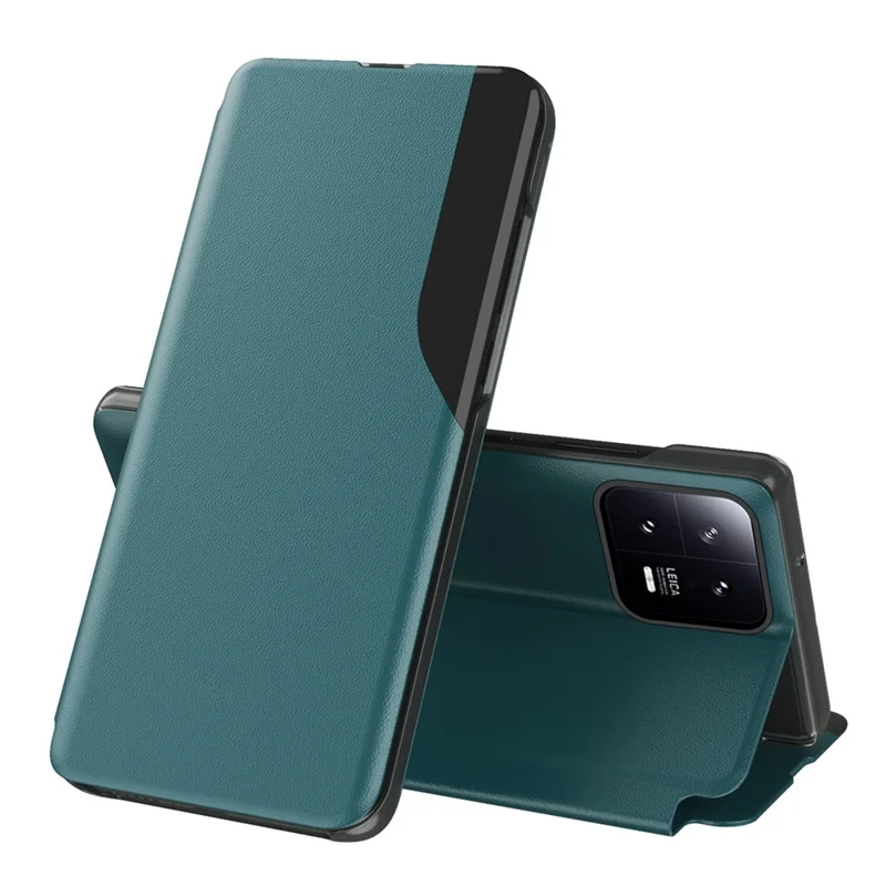For Xiaomi 13 5G Phone Case Folio Flip PU Leather Stand Cover - Green