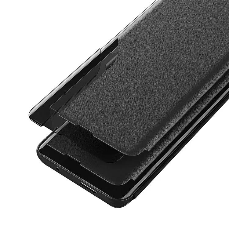 Phone Leather Case for Xiaomi 13 Pro 5G, View Window Stand Cell Phone Cover - Black