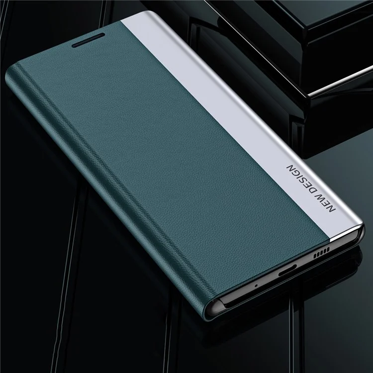 Phone Leather Case for Xiaomi 13 5G, Electroplating Anti-drop Cell Phone Stand Cover - Green