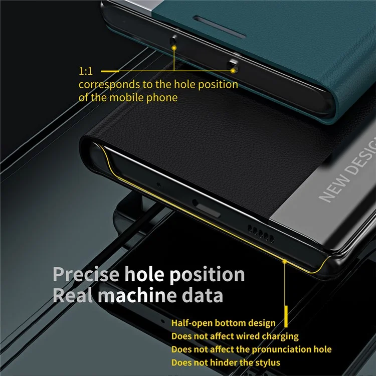 Phone Leather Case for Xiaomi 13 5G, Electroplating Anti-drop Cell Phone Stand Cover - Green