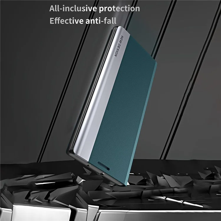 Phone Leather Case for Xiaomi 13 5G, Electroplating Anti-drop Cell Phone Stand Cover - Green