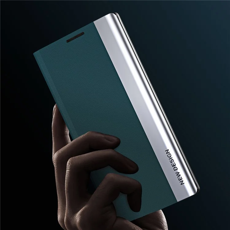 Phone Leather Case for Xiaomi 13 5G, Electroplating Anti-drop Cell Phone Stand Cover - Green