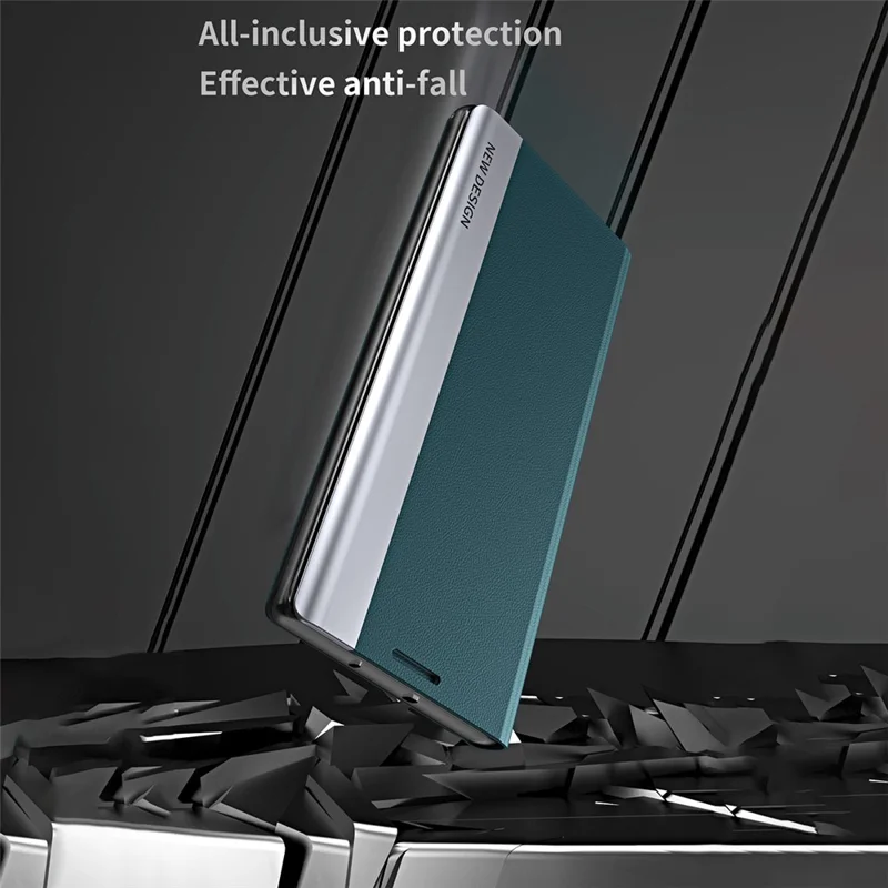 Phone Leather Case for Xiaomi 13 5G, Electroplating Anti-drop Cell Phone Stand Cover - Black