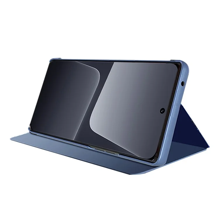 Coque en cuir PU View Window pour Xiaomi 13 5G, Étui Téléphone Miroir Électrolytique - Bleu Ciel