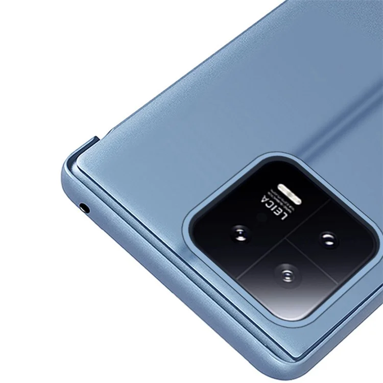 Coque en cuir PU View Window pour Xiaomi 13 5G, Étui Téléphone Miroir Électrolytique - Bleu Ciel
