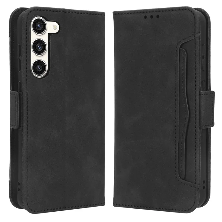 Wallet Flip Cover for Samsung Galaxy S23+, PU Leather Phone Case Multiple Card Slots Stand Shell - Black
