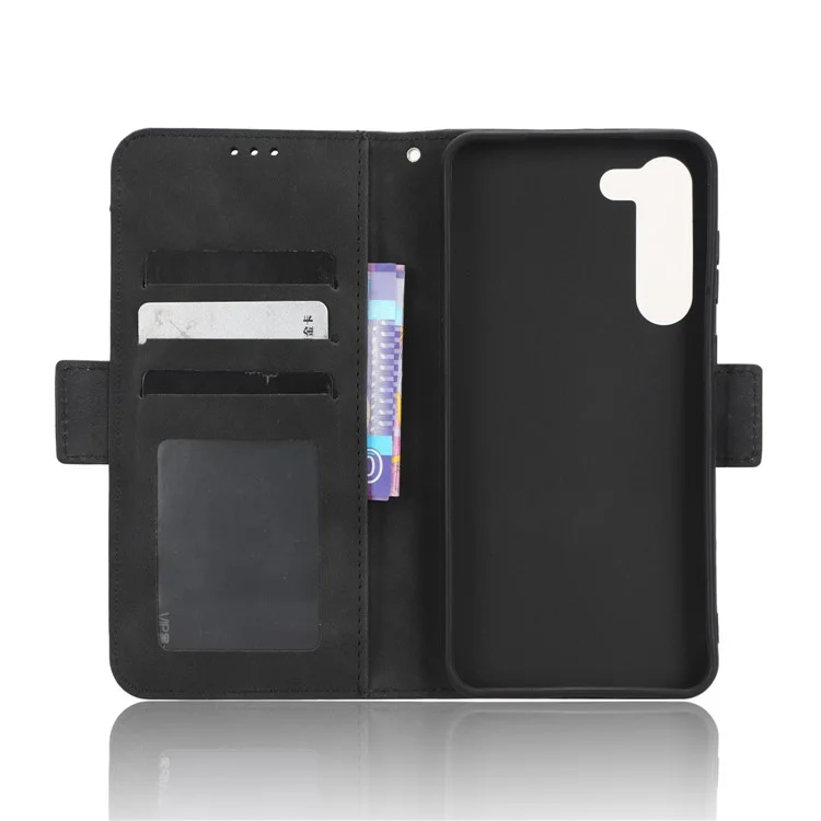 Wallet Flip Cover for Samsung Galaxy S23+, PU Leather Phone Case Multiple Card Slots Stand Shell - Black