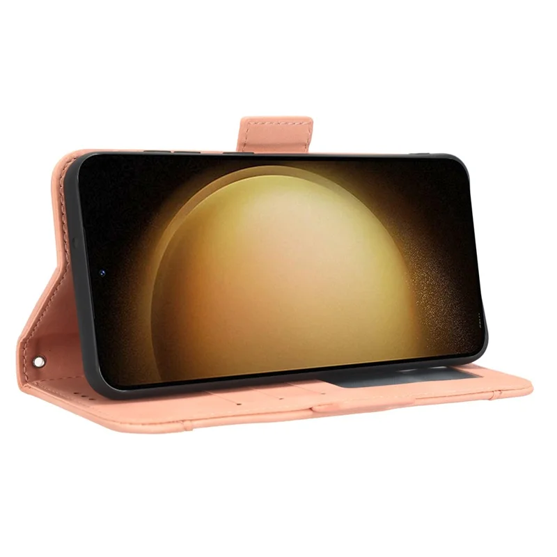 Wallet Flip Cover for Samsung Galaxy S23+, PU Leather Phone Case Multiple Card Slots Stand Shell - Pink