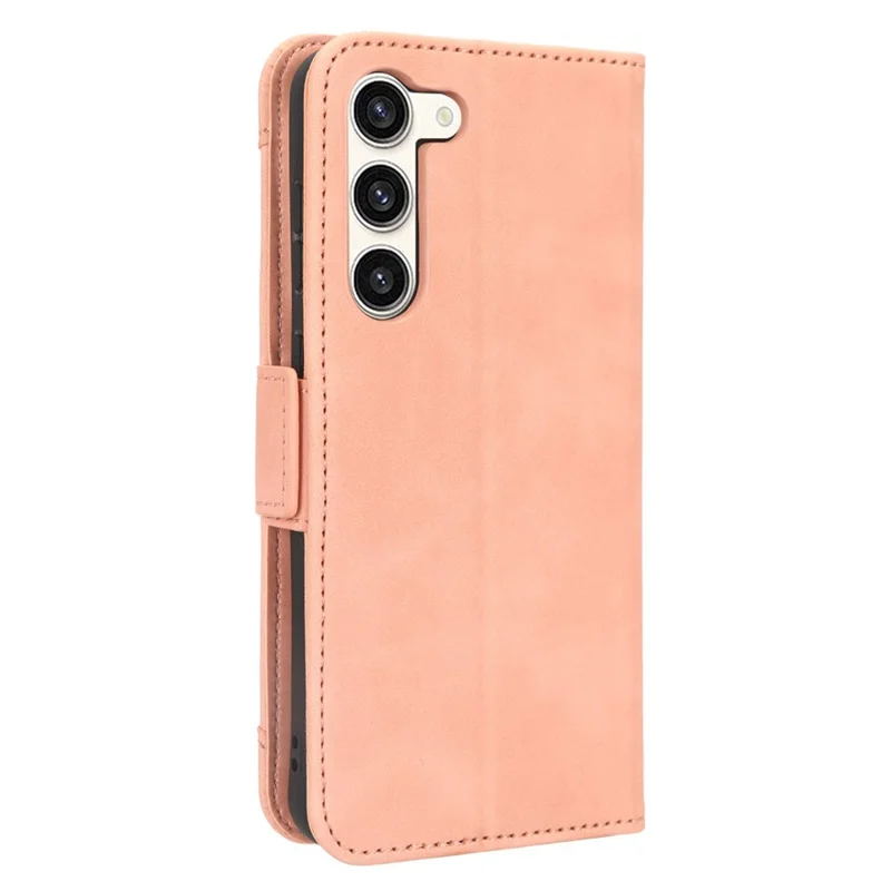 Wallet Flip Cover for Samsung Galaxy S23+, PU Leather Phone Case Multiple Card Slots Stand Shell - Pink