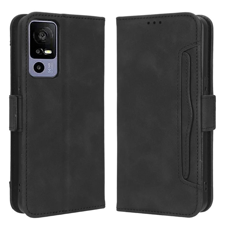 Per TCL 40R 5G Phone Wallet Cover, Multiple Card Slots Stand PU Leather Phone Case - Black