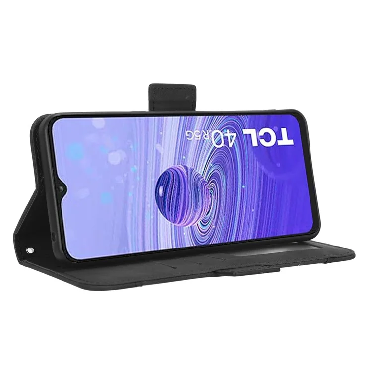 Per TCL 40R 5G Phone Wallet Cover, Multiple Card Slots Stand PU Leather Phone Case - Black