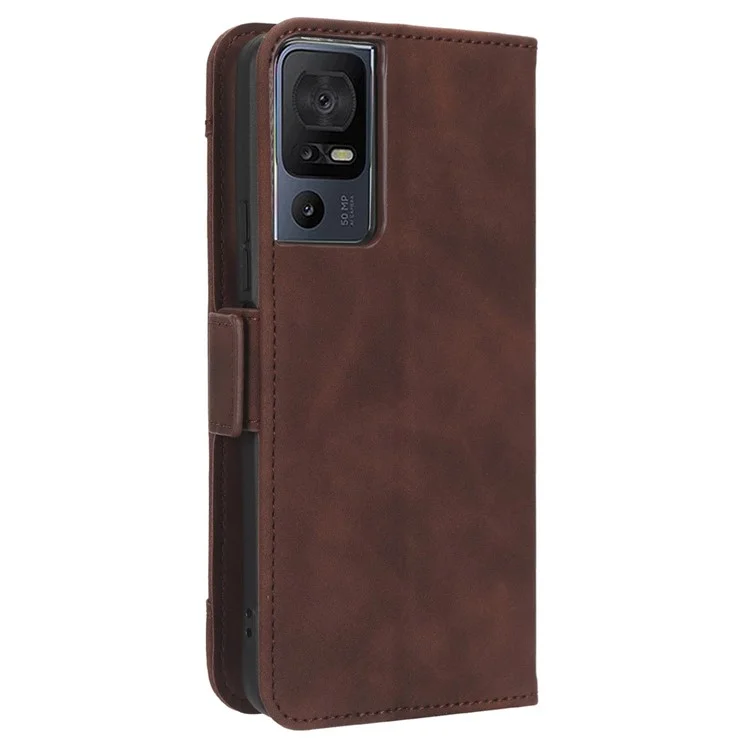 Für TCL 40 SE Magnetisches Flip-Phone-Cover Geldbörse Ständer Buch-Stil PU-Leder-Handyhülle mit mehreren Kartenfächern - Braun