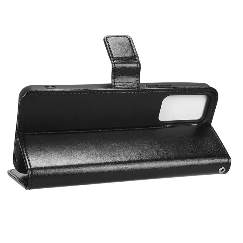 For TCL 405 / 406 / 408 / T506D PU Leather Phone Cover Crazy Horse Texture Flip Wallet Stand Smartphone Case with Strap - Black