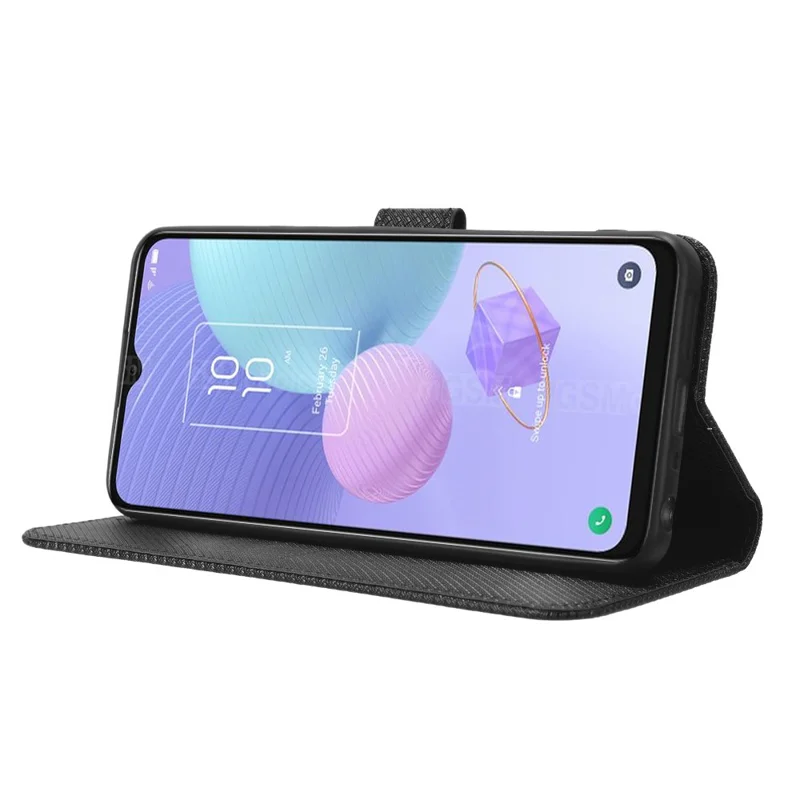 Per TCL 405 / 406 / 408 / T506D Custodia protettiva per telefono con rivestimento in pelle PU, pieghevole, con supporto, flip wallet, chiusura magnetica - Nero