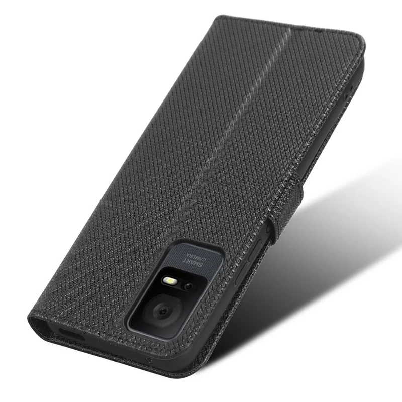 Per TCL 405 / 406 / 408 / T506D Custodia protettiva per telefono con rivestimento in pelle PU, pieghevole, con supporto, flip wallet, chiusura magnetica - Nero