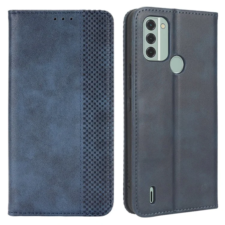 Per Nokia C31 4G con motivo stampato in PU Leather Flip Wallet Phone Cover chiusura magnetica automatica Retro Texture Cell Phone Case - Blu