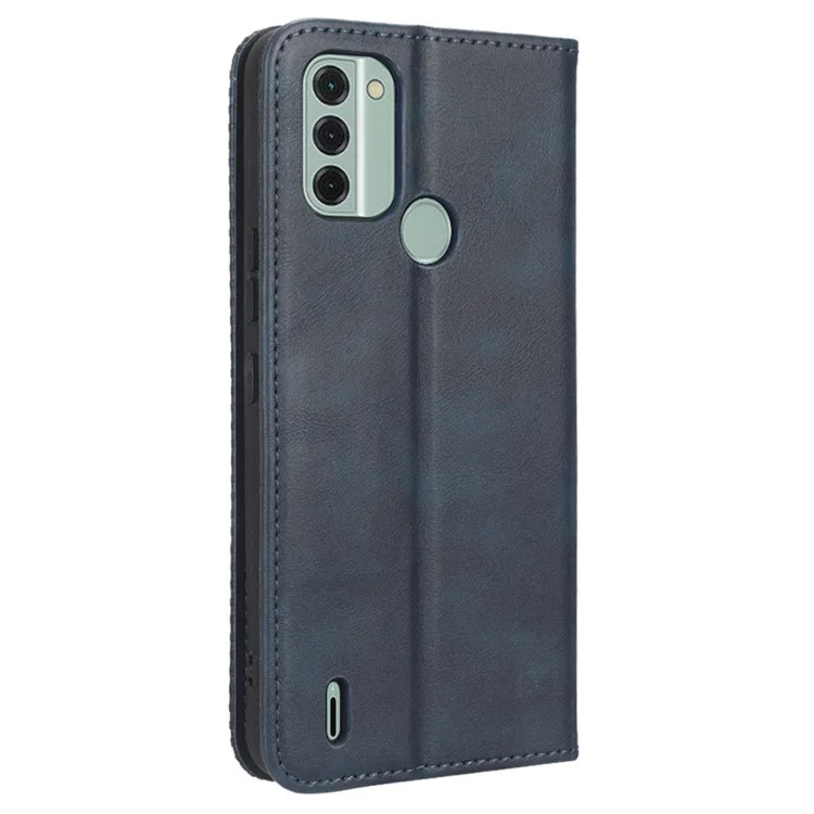 Per Nokia C31 4G con motivo stampato in PU Leather Flip Wallet Phone Cover chiusura magnetica automatica Retro Texture Cell Phone Case - Blu