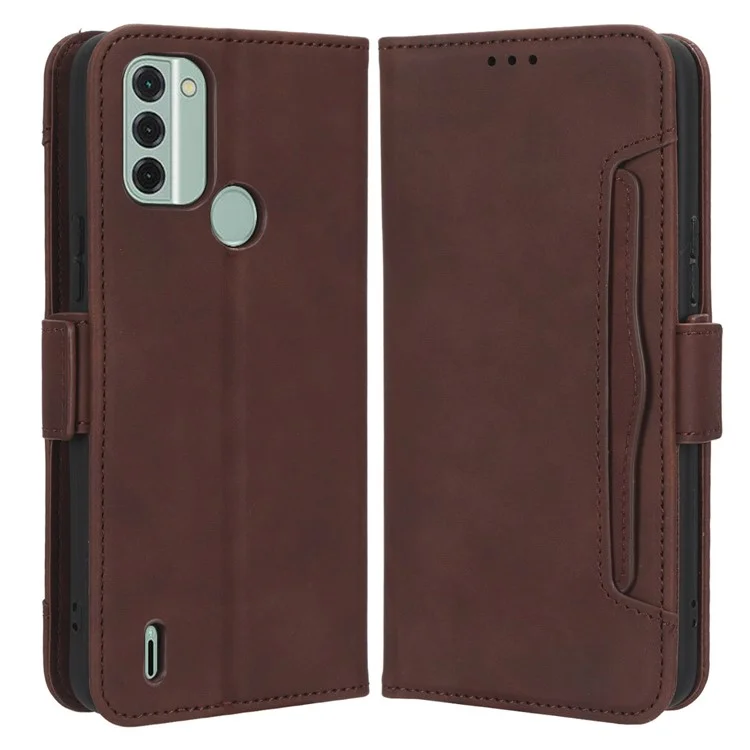 Para Nokia C31 4G Anti-Scratch PU Leather Cell Phone Case Múltiples Ranuras para Tarjetas Magnéticas Flip Wallet Phone Cover - Marrón