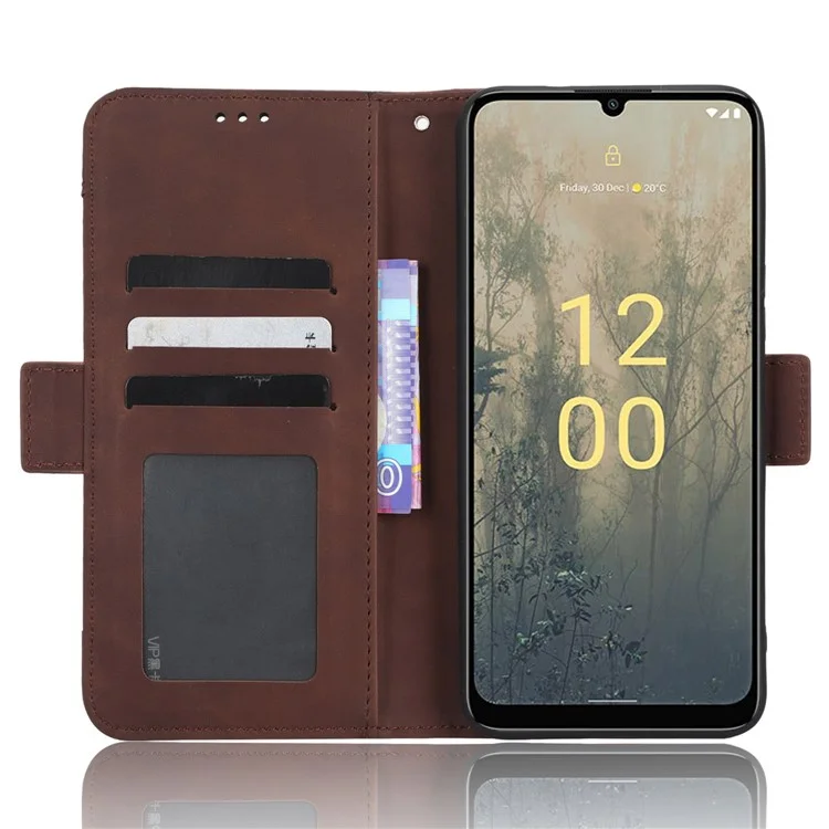 Para Nokia C31 4G Anti-Scratch PU Leather Cell Phone Case Múltiples Ranuras para Tarjetas Magnéticas Flip Wallet Phone Cover - Marrón