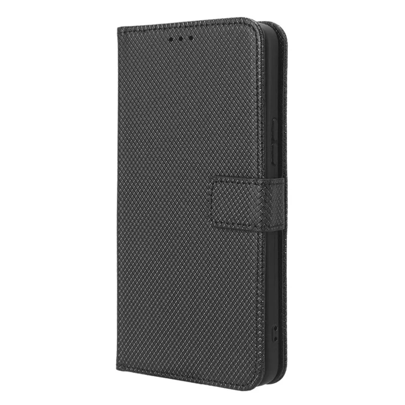 Wallet Stand Phone Case per Nokia C31 4G, Custodia per telefono in pelle PU con texture a diamante - Nero