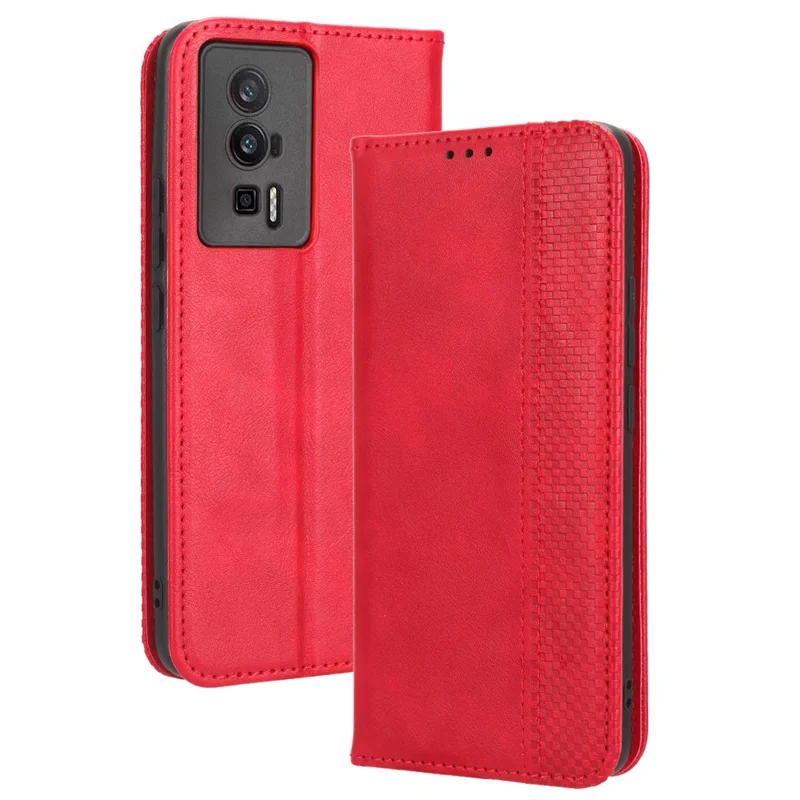Phone Case for Xiaomi Poco F5 Pro 5G / Redmi K60 Pro 5G / K60 5G / K60 Champion Edition Retro Texture Stand PU Leather Phone Wallet Cover - Red